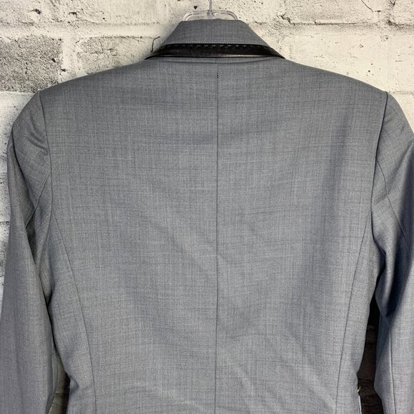 Tart Collections Wool Blend Lamb Leather Trim Fitted Blazer Jacket New - Picture 6 of 16